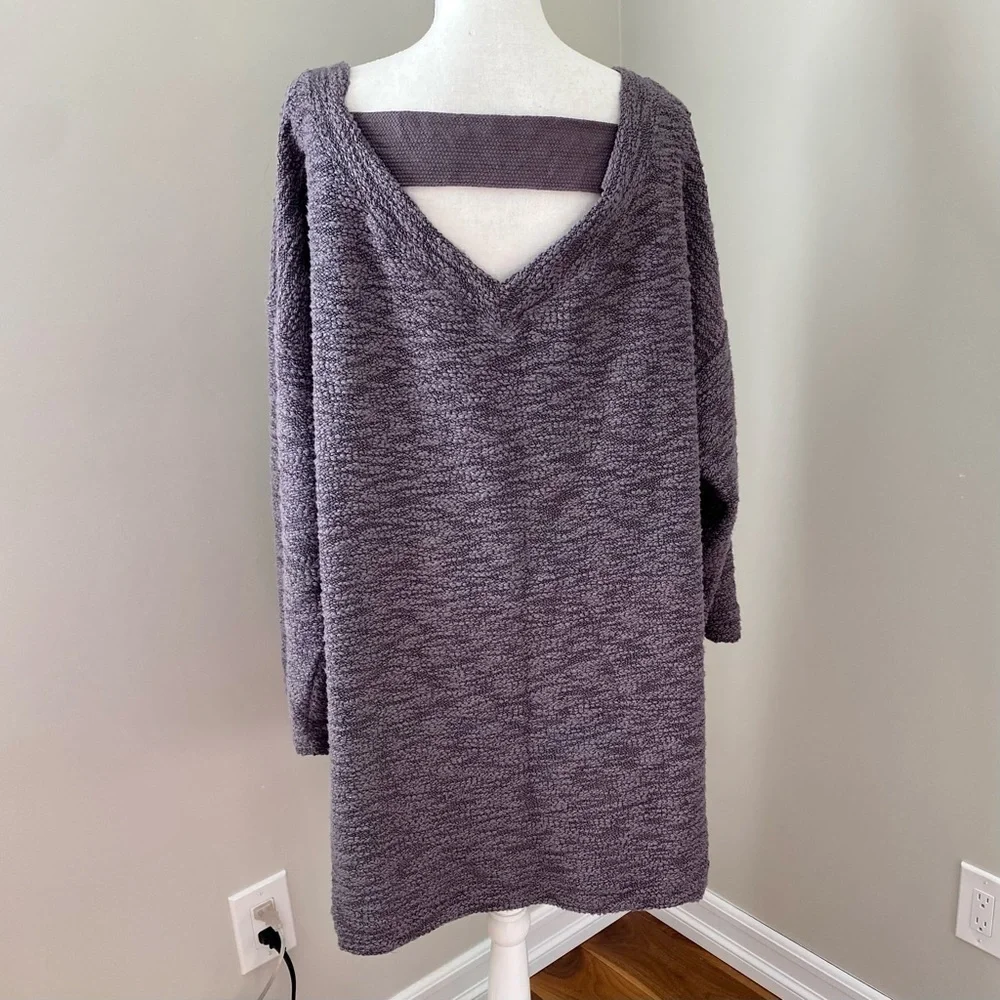 Free People FP Beach Oversized Sweater Tunic Brown-ish Gray Blend M/L